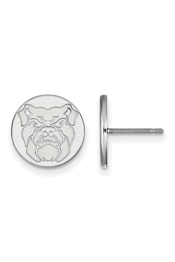 14k White Gold LogoArt Butler University Bulldog Small Post Earrings Q4W004BUT