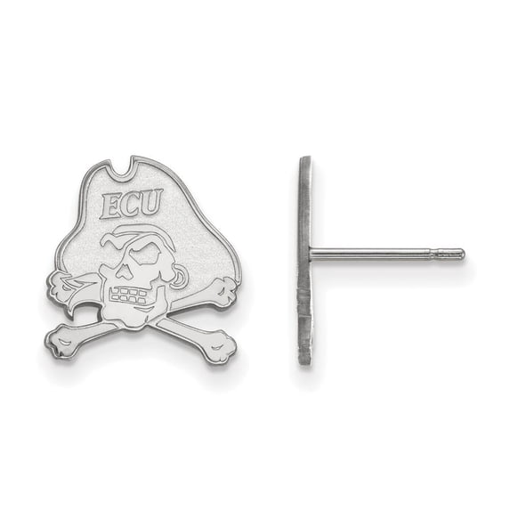 14k White Gold LogoArt East Carolina University Pirate Small Post Earrings Q4W009ECU