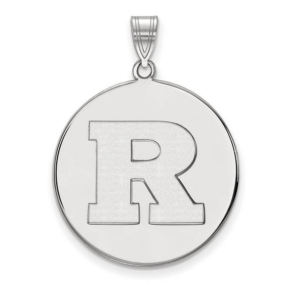 14k White Gold LogoArt Official Licensed Collegiate Rutgers University (RU) XL Disc Pendant