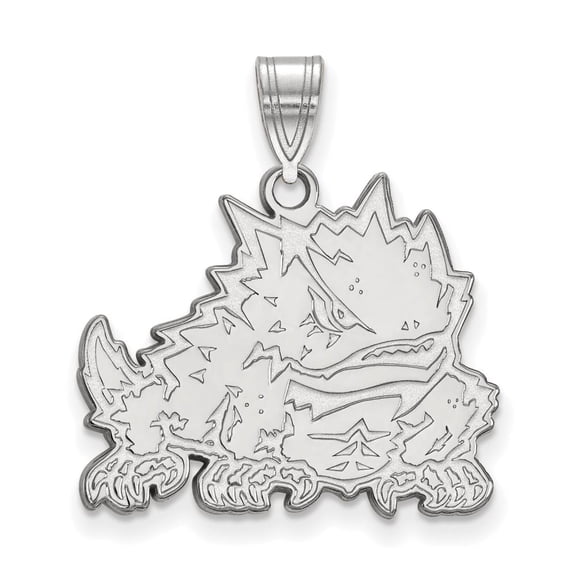 14k White Gold LogoArt Texas Christian University Horned Frog Large Pendant Q4W019TCU