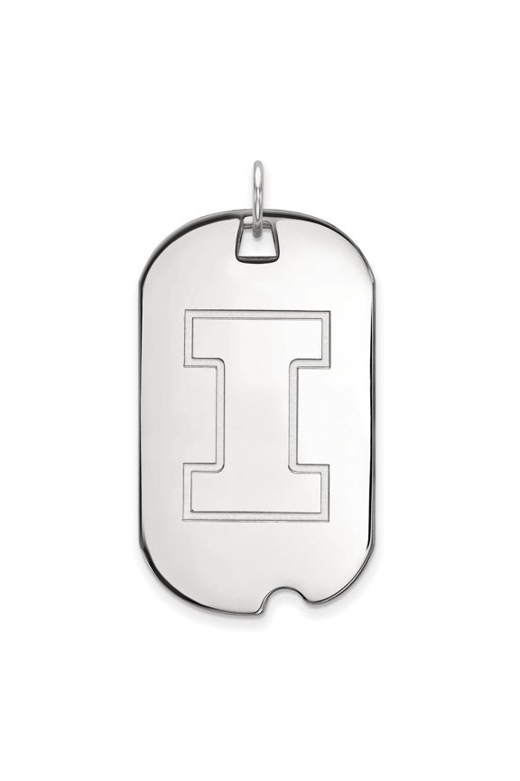 14k White Gold LogoArt University of Illinois Letter I Large Dog Tag Pendant Q4W028UIL