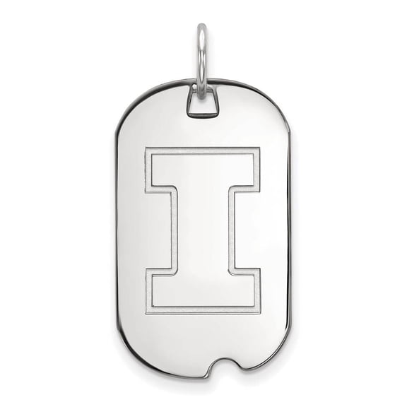 14k White Gold LogoArt University of Illinois Letter I Small Dog Tag Pendant Q4W027UIL