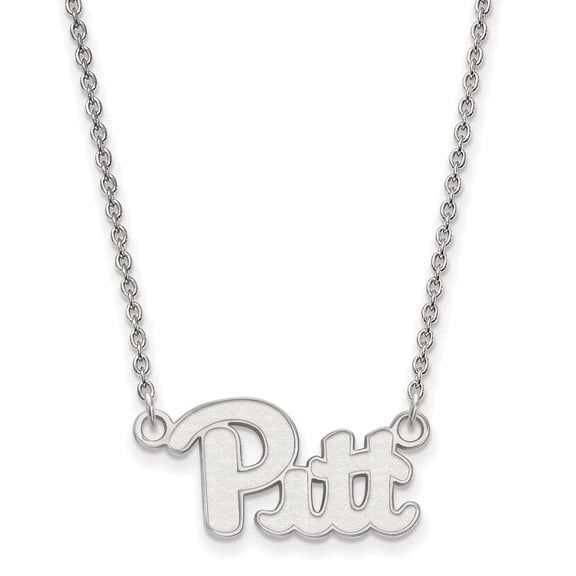 14k White Gold LogoArt University of Pittsburgh Small Pendant 18 inch Necklace Q4W009UPI-18