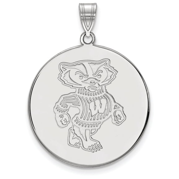 14k White Gold LogoArt University of Wisconsin Badger Extra Large Disc Pendant Q4W087UWI