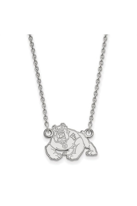 14k White Gold Logoart California State University Fresno Small Pendant Necklace