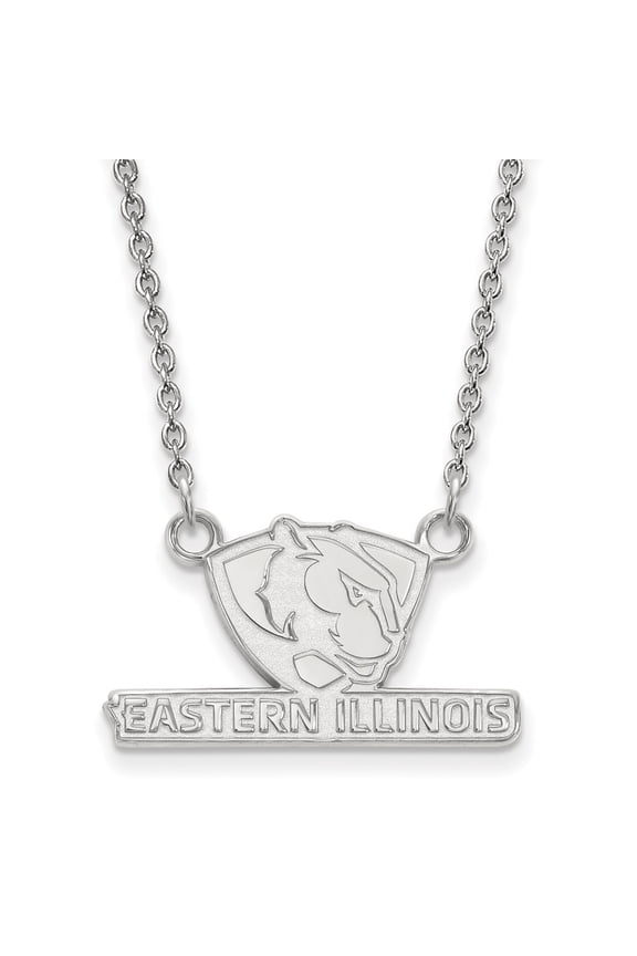 14k White Gold Logoart Eastern Illinois University Small Pendant Necklace
