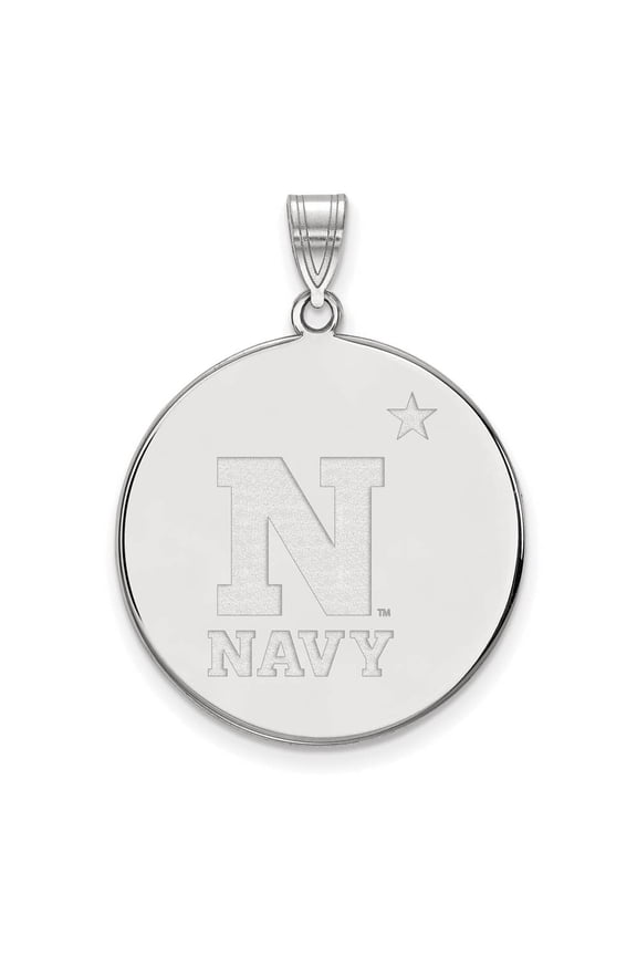 14k White Gold Logoart Navy Extra Large  Disc Pendant