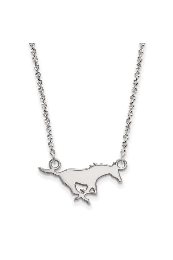 14k White Gold Logoart Southern Methodist University Small Pendant Necklace