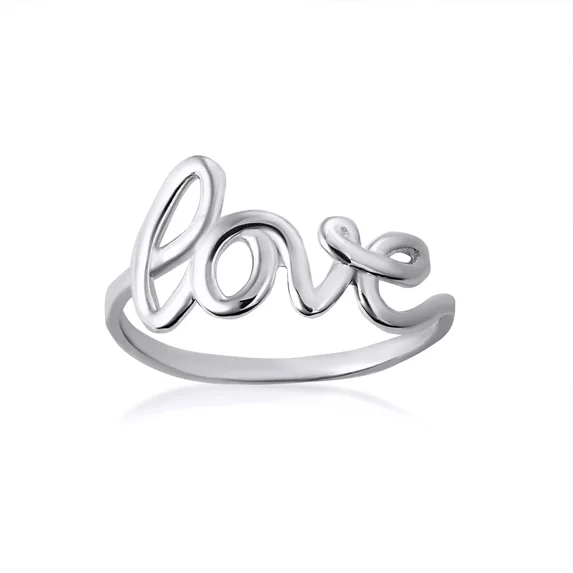 Businessmen Scripts 14k White Gold Love Cursive Script Ring (Size 11.75) - Walmart.com
