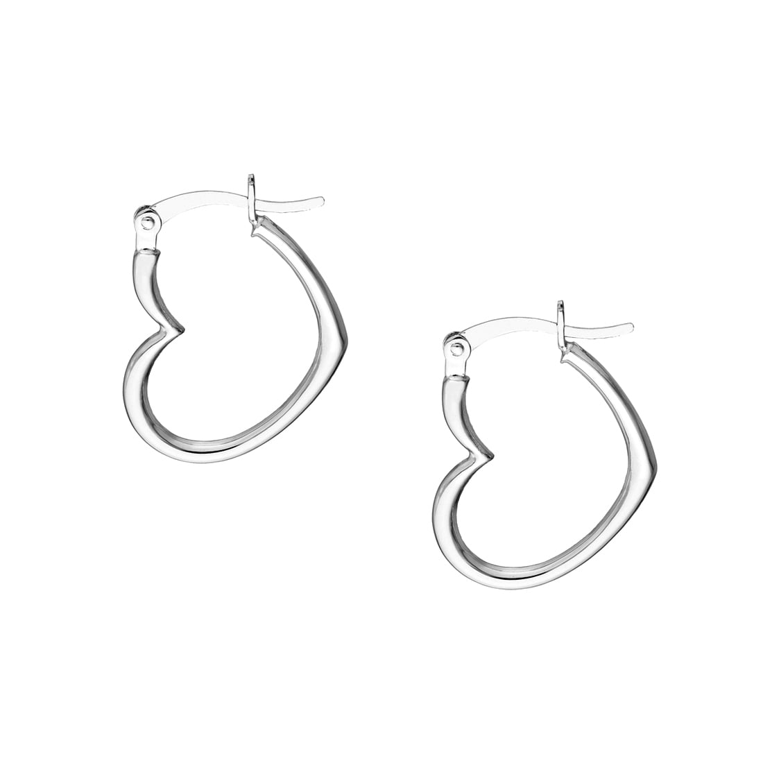 14k White Gold Love Heart Shaped Hoop Earrings Hoop Earring for Women - 1.1 Grams