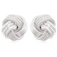 thumbnail image 1 of 14k White Gold Love Knot with Ridge Texture Earrings, 1 of 4