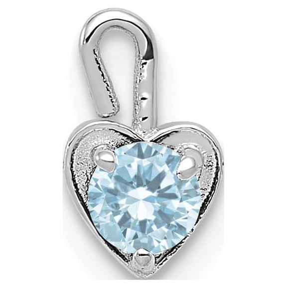 14k White Gold March Birthday Month Synthetic Stone Heart Charm