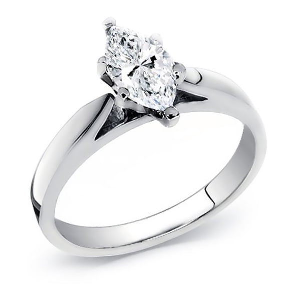 14k White Gold Marquise Cut Diamond Solitaire Ring 1.00 cttw. (G-H Color, SI Clarity) Size 11.5