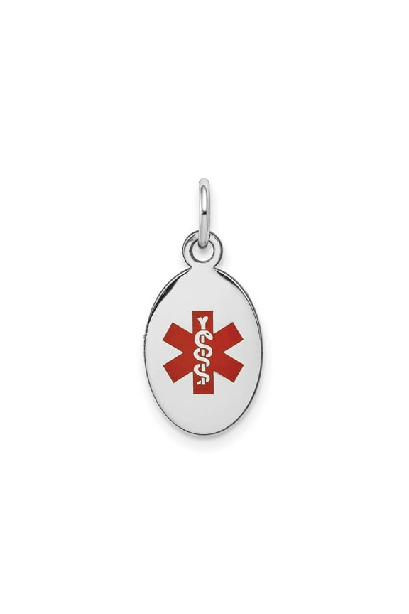 14k White Gold Medical Alert Pendant for Men or Women with Red Star of Life Symbol, Emergency ID Necklace with Rod of Asclepius for Health Conditions and Allergies