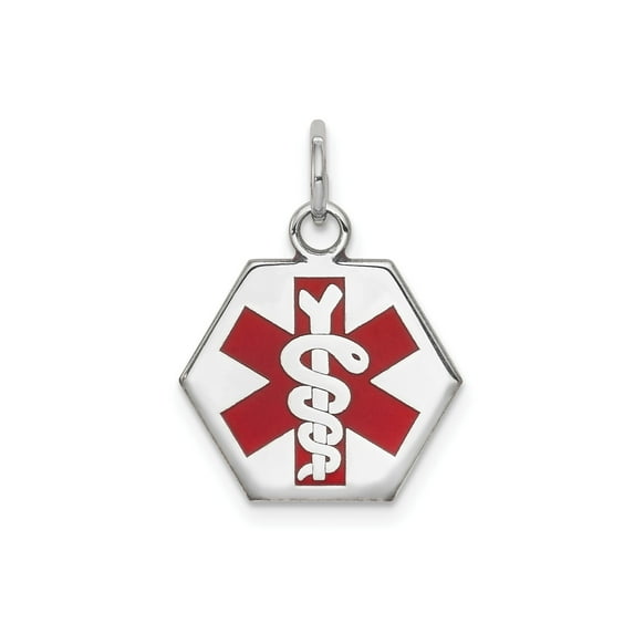14k White Gold Medical ID Pendant Necklace with Star of Life Symbol, Emergency Alert Jewelry for Men and Women, Unisex Health Awareness Identification Charm
