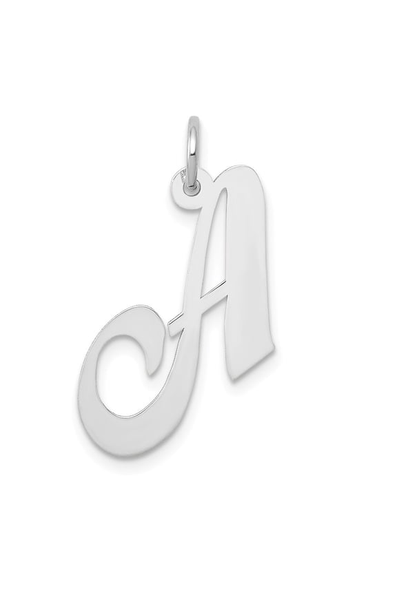14k White Gold Medium Fancy Script Initial A Char Charm - .5 Grams - Measures 17.6x21.5mm