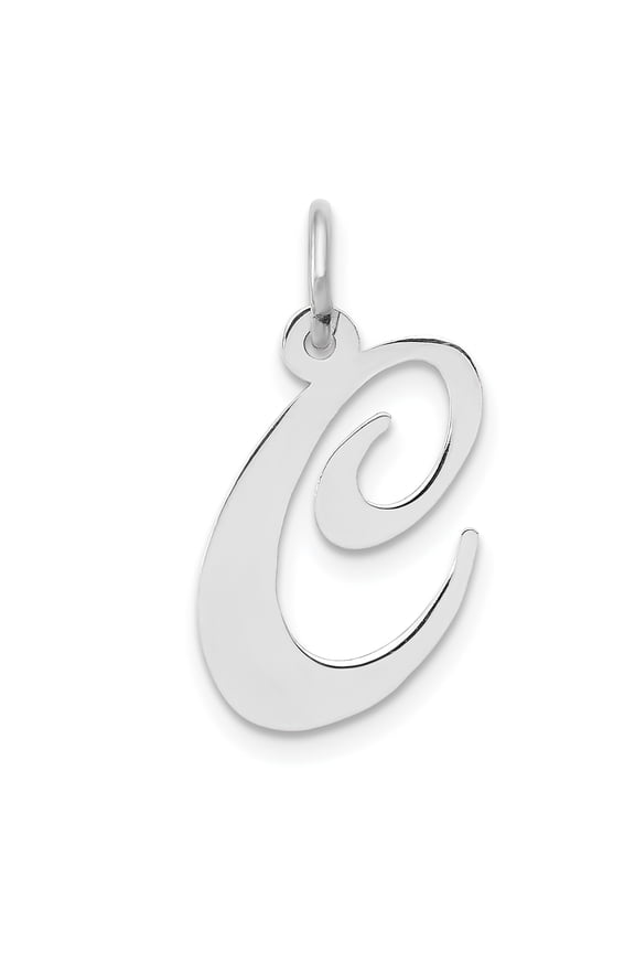 14k White Gold Medium Fancy Script Initial C Char