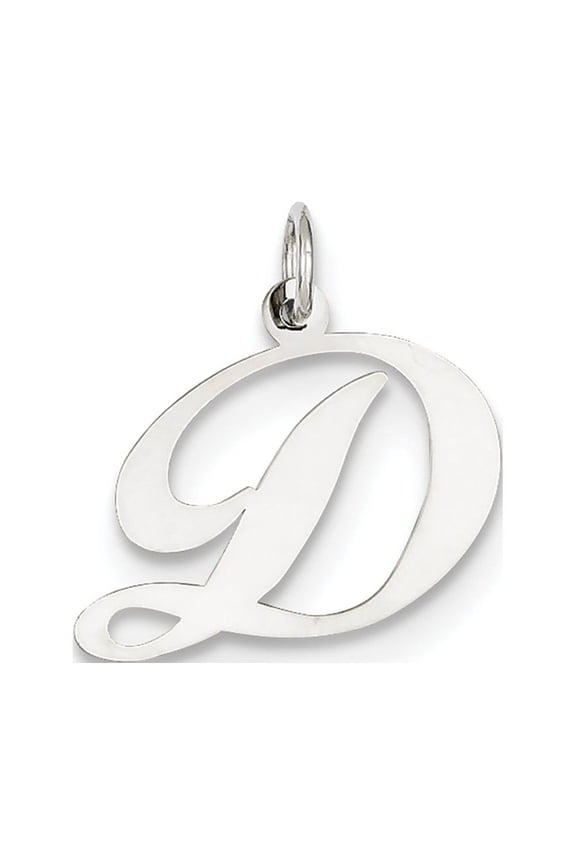 14k White Gold Medium Fancy Script Initial D Charm