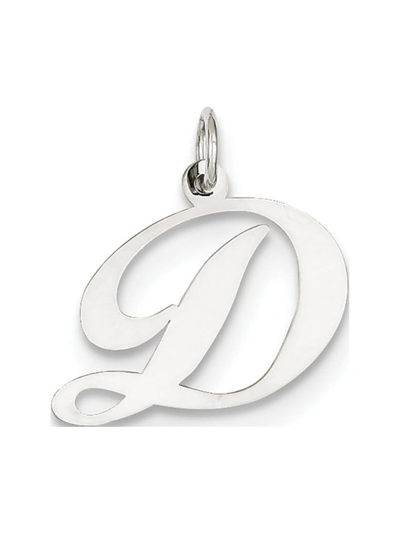 14k White Gold Medium Fancy Script Initial D Charm