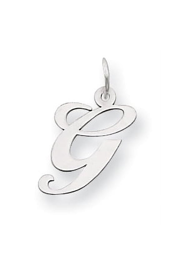 14k White Gold Medium Fancy Script Initial G Char Charm Pendant