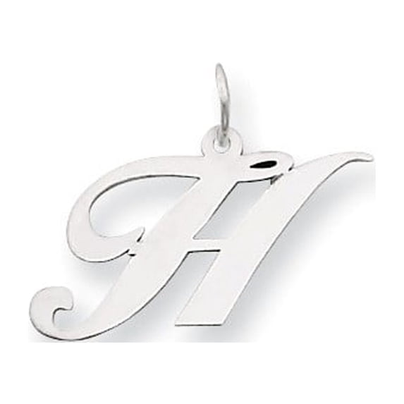 14k White Gold Medium Fancy Script Initial H Charm