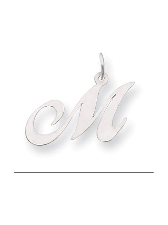 14k White Gold Medium Fancy Script Initial M Charm