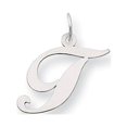 thumbnail image 1 of 14k White Gold Medium Fancy Script Initial T Charm, 1 of 3