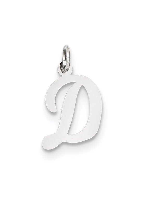 14k White Gold Medium Script Initial D Charm