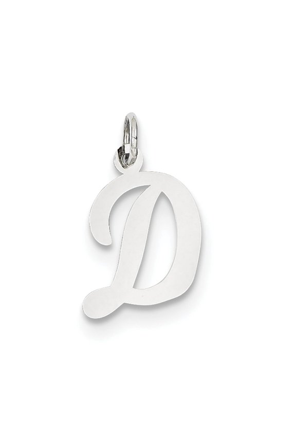 14k White Gold Medium Script Initial D Charm