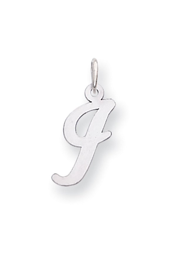 14k White Gold Medium Script Initial I Charm Pendant