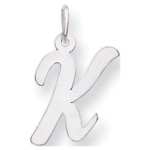 14k White Gold Medium Script Initial K Charm
