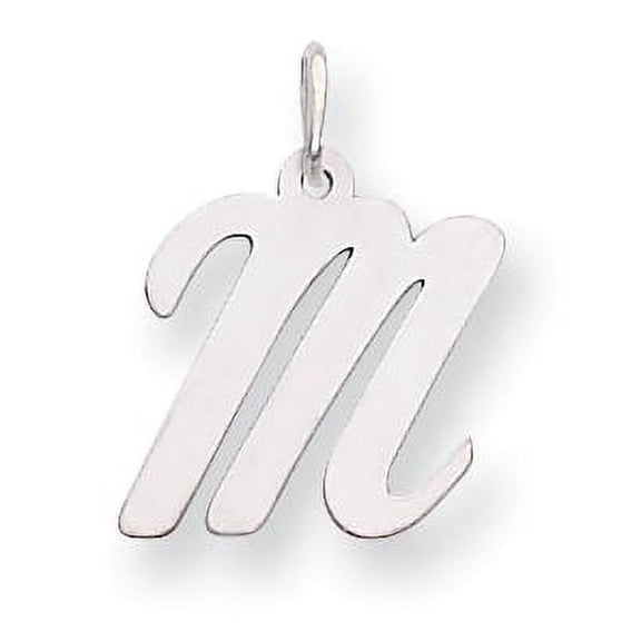 14k White Gold Medium Script Initial M Charm Pendant