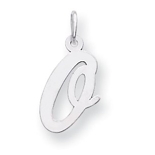 14k White Gold Medium Script Initial O Charm Pendant