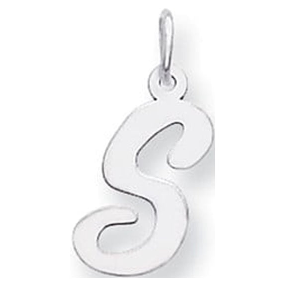 14k White Gold Medium Script Initial S Charm