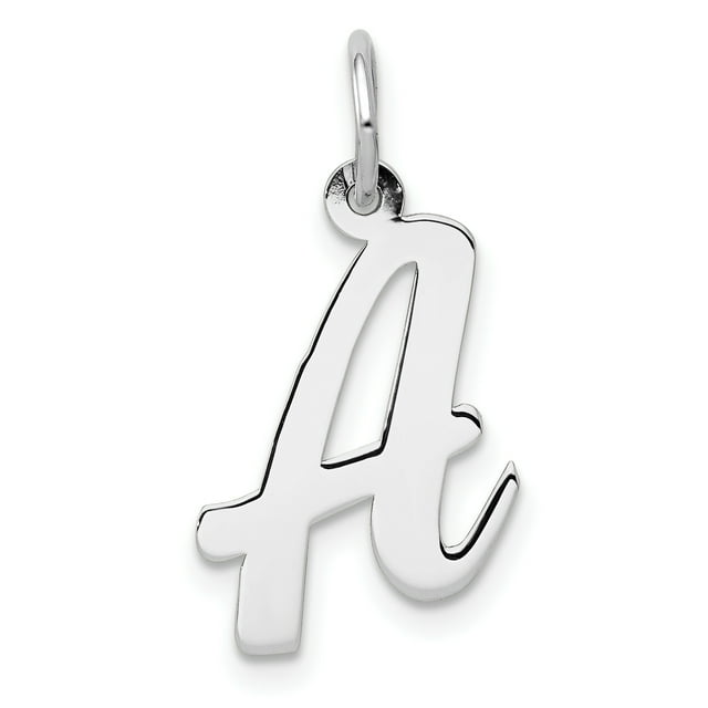 14k White Gold Medium Script Letter A Initial Charm Pendant