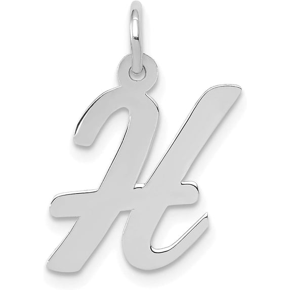14k White Gold Medium Script Letter H Initial Charm