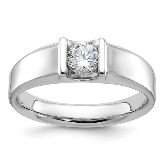 14k White Gold Men's Complete Lab Grown VS/SI FGH Diamond Ring