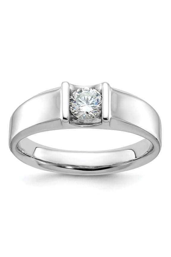 14k White Gold Men's Complete Lab Grown VS/SI FGH Diamond Ring