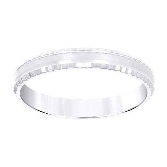 14k White Gold Mens 4mm Diamond-cut Wedding Band Ring Size 13