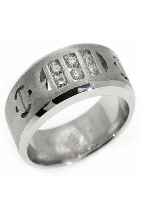 14k White Gold Mens Brilliant round cut 6-Stone Diamond Ring .40 Carats