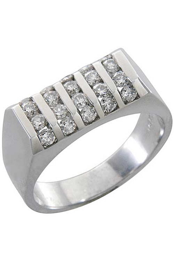 14k White Gold Mens Brilliant round cut Diamond Ring .90 Carats