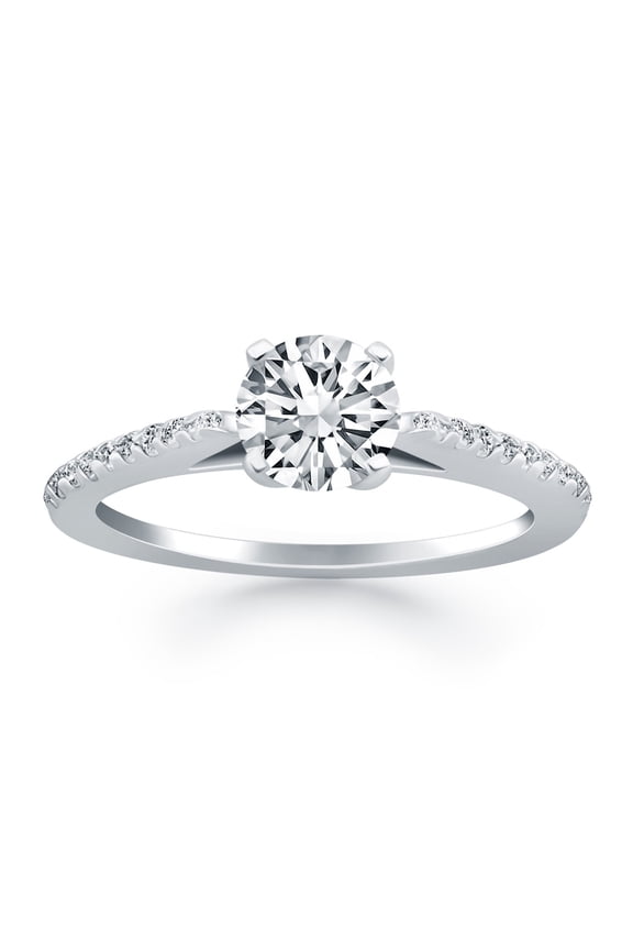 14k White Gold Micro Prong Diamond Cathedral Engagement Ring Size 4