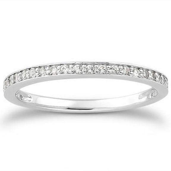 14k White Gold Micro-pave Diamond Wedding Ring Band Set 3/4 Size 4