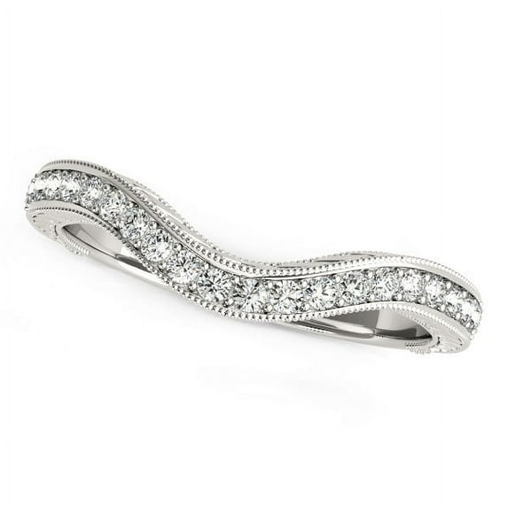14k White Gold Milgrained Baroque Diamond Wedding Ring 1/6 cttw SZ 3