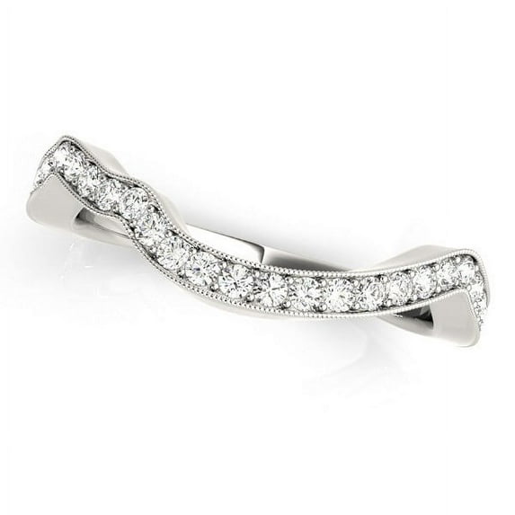 14k White Gold Milgrained Curve Diamond Wedding Band (1/5 cttw) Size 9