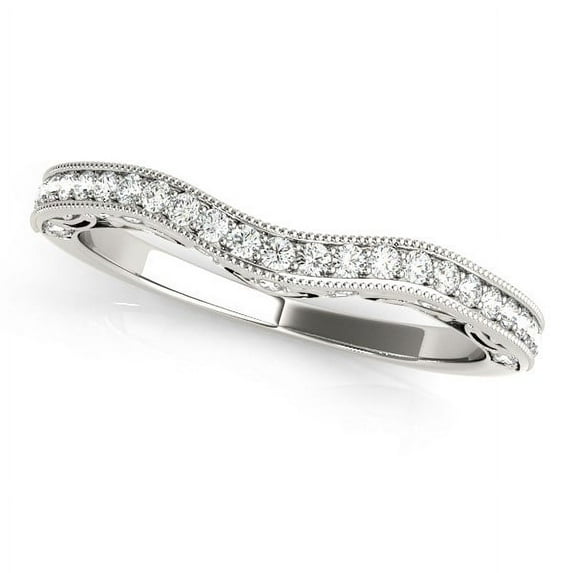 14k White Gold Milgrained Diamond Wedding Band 1/5 cttw SZ 4.5