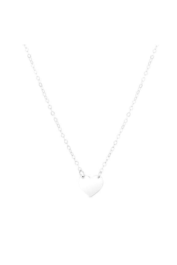 14k White Gold Mini Love Heart Pendant Chain Necklace With Spring-ring Clasp 1.1mm Chain-width 18 Inch Chain Necklace fo