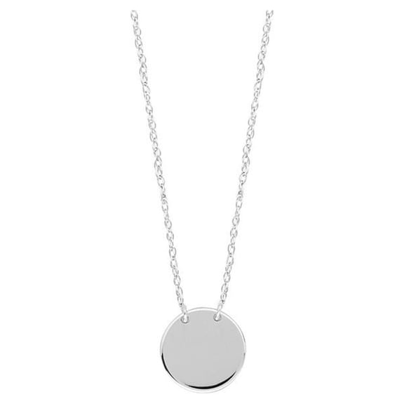 14k White Gold Mini Round Disk Adjustable Necklace Rope Chain Spring Ring Closure - 18 Inch