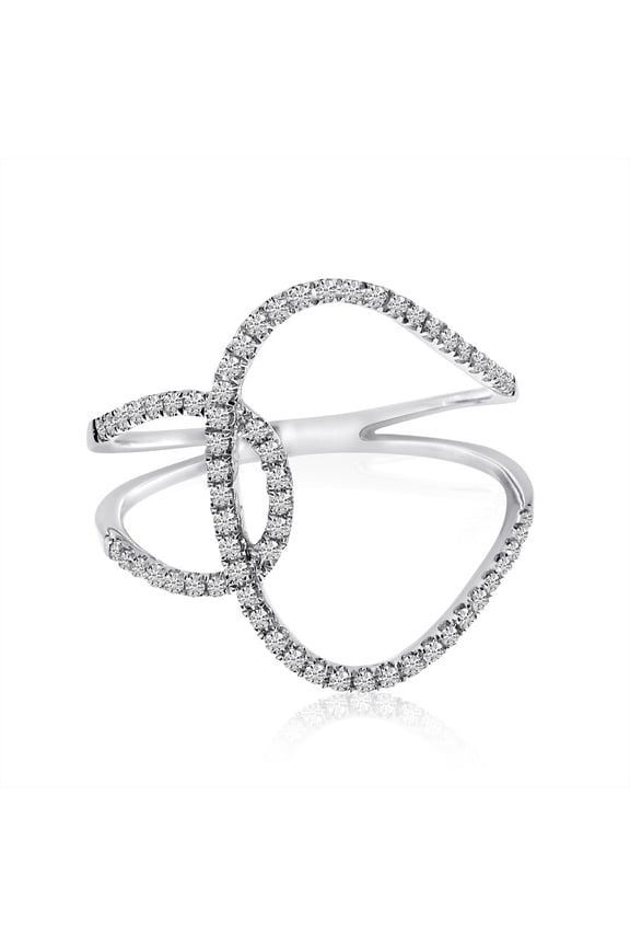 14k White Gold Minimalist Interwoven Diamond Fashion Ring