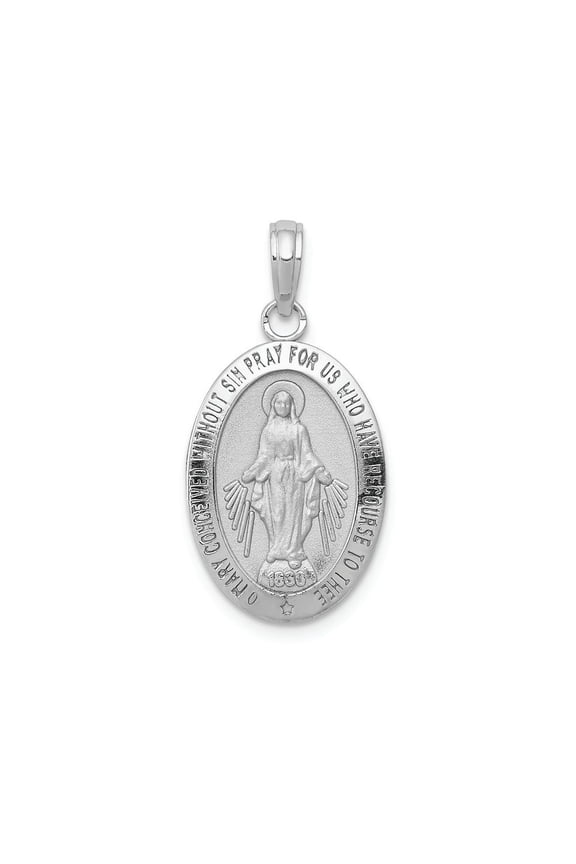 14k White Gold Miraculous Medal Pendant